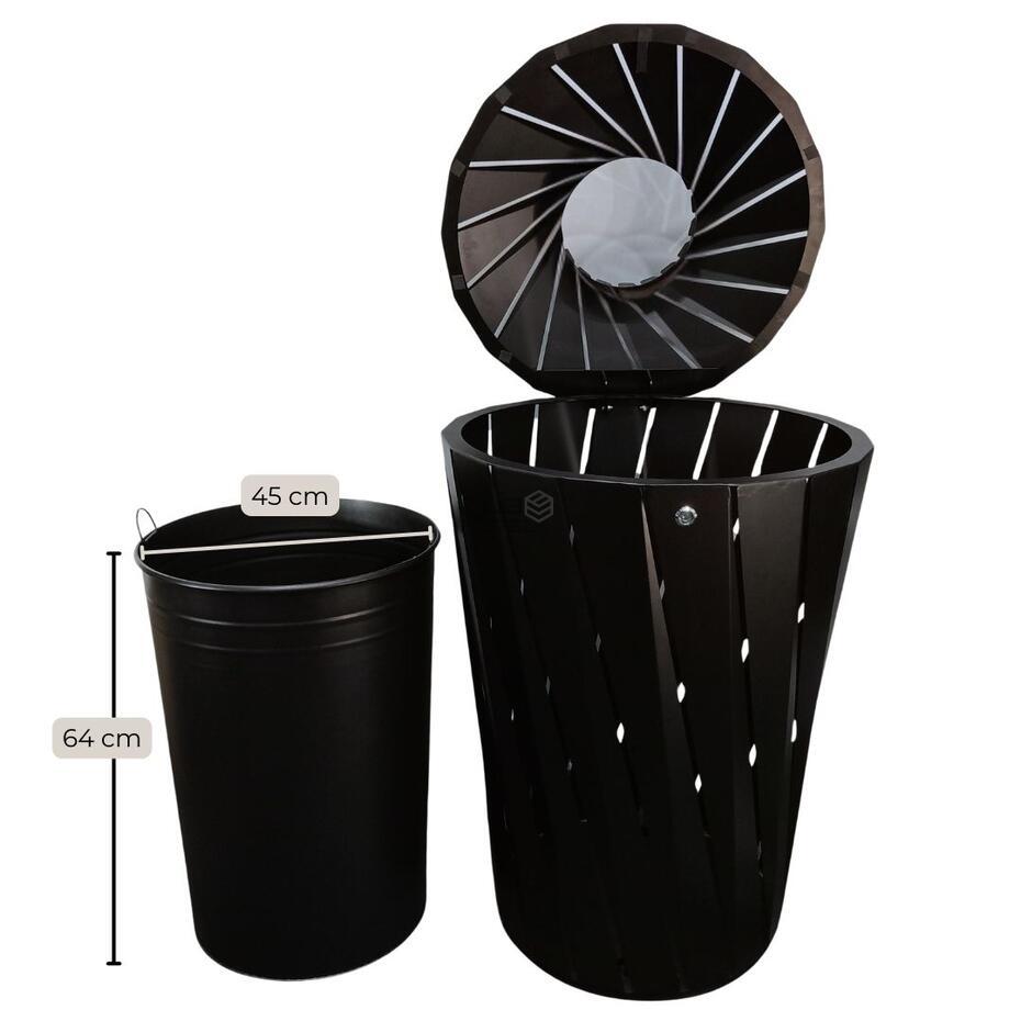 Papeleira Exterior Preta com Contentor Interior