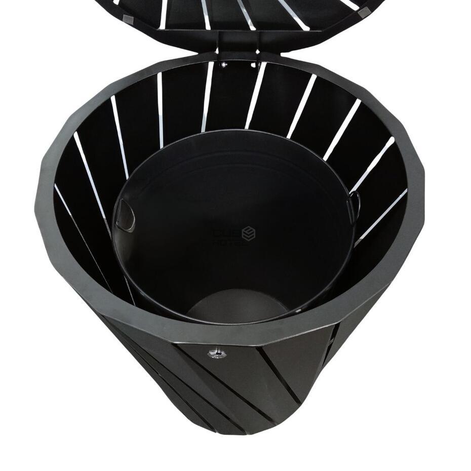 Papeleira Exterior Preta com Contentor Interior