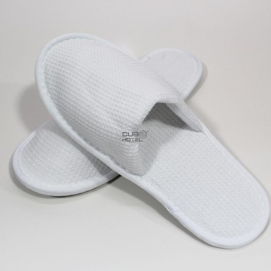 100 Pairs, White Waffle Hotel Slippers, 29Cm