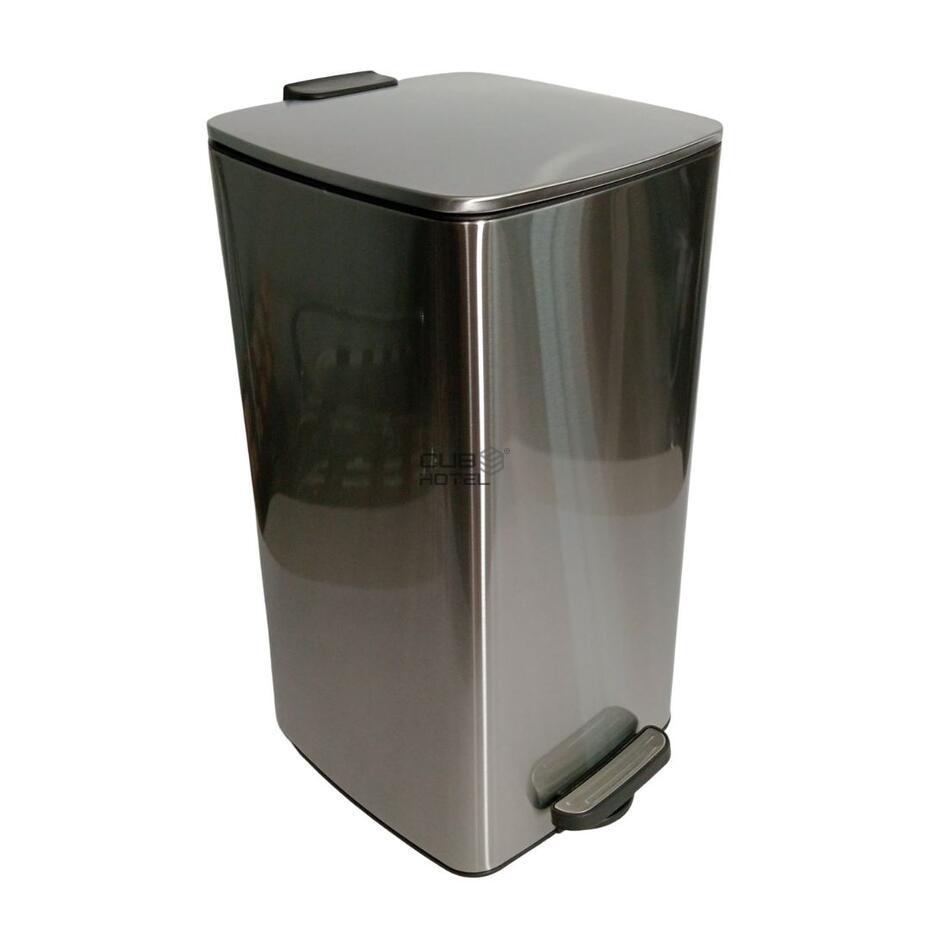 30L Square Pedal Bin with Soft Close Brushed Stainless Steel