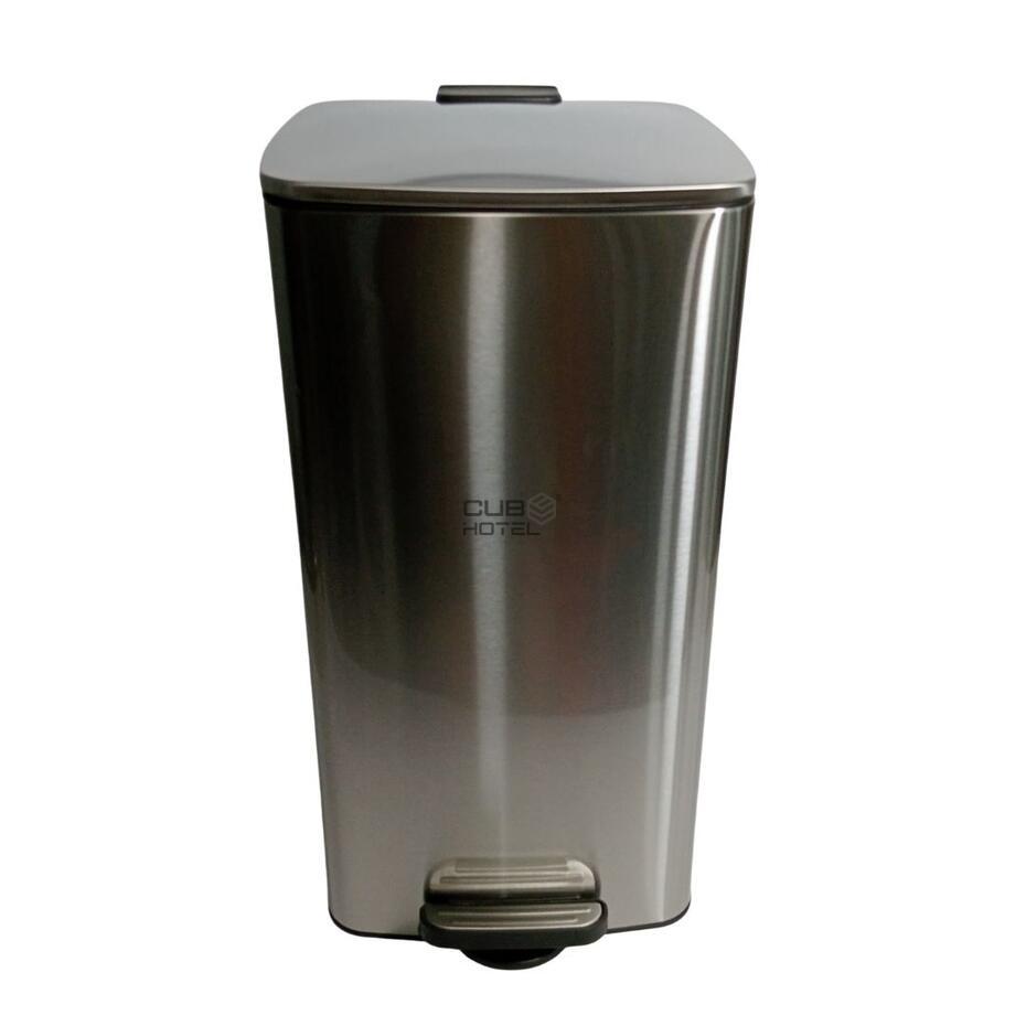 30L Square Pedal Bin with Soft Close Brushed Stainless Steel