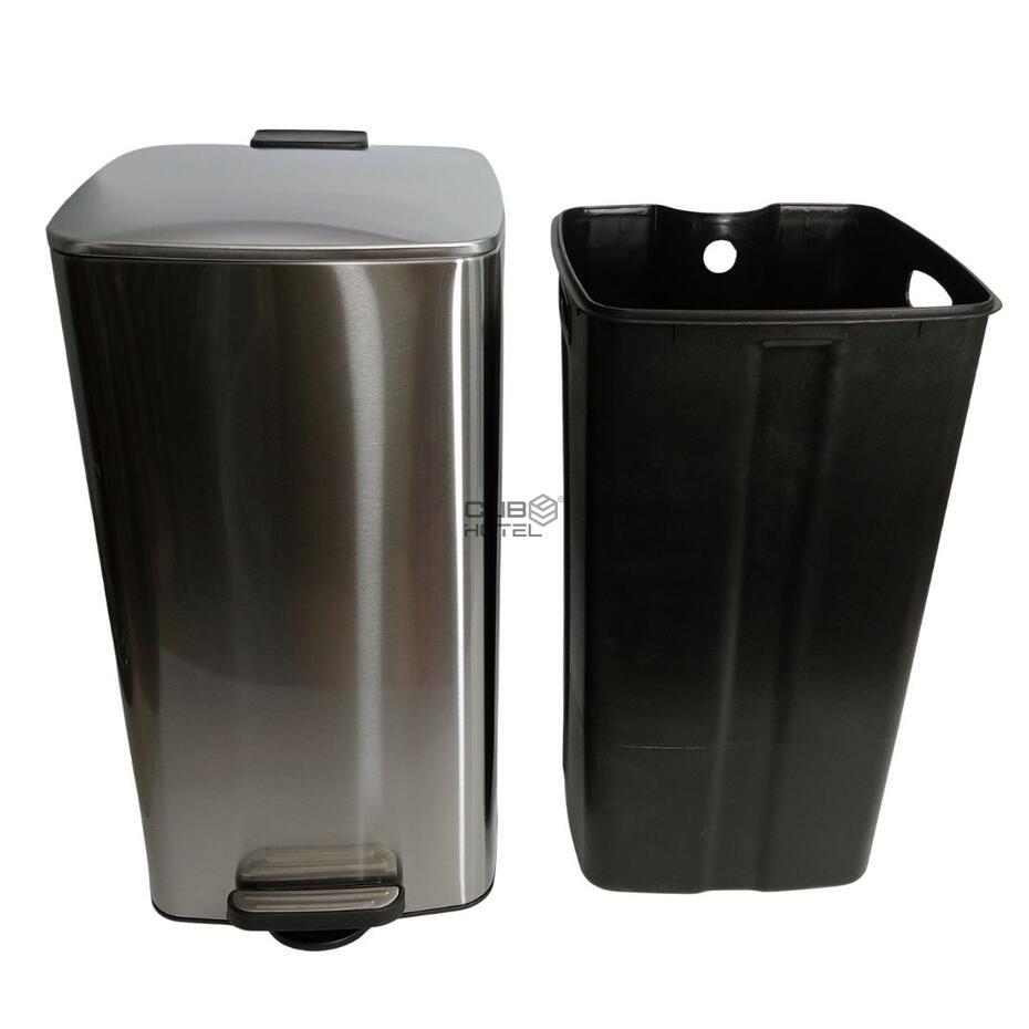 30L Square Pedal Bin with Soft Close Brushed Stainless Steel