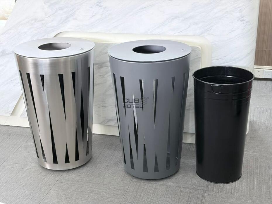 Papeleira Exterior 45L em Aço Pintado Cinzento com Contentor Interior