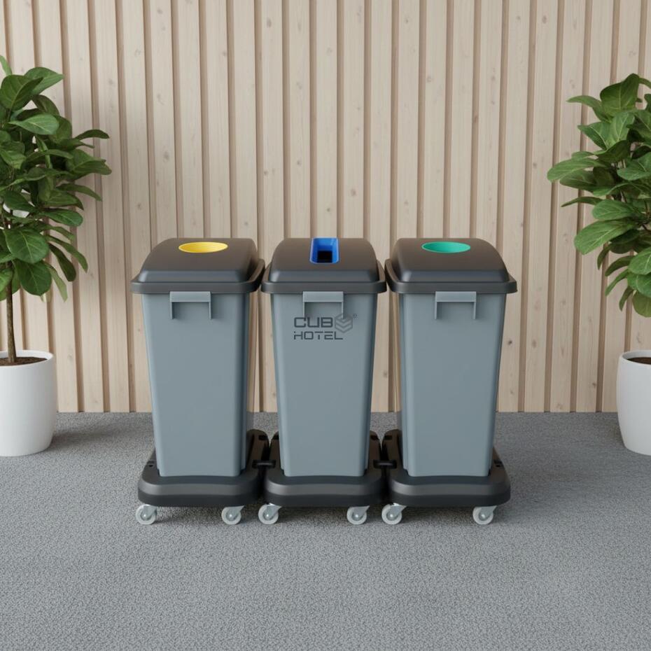 Ecoponto com rodas para Separação Resíduos  3x60L