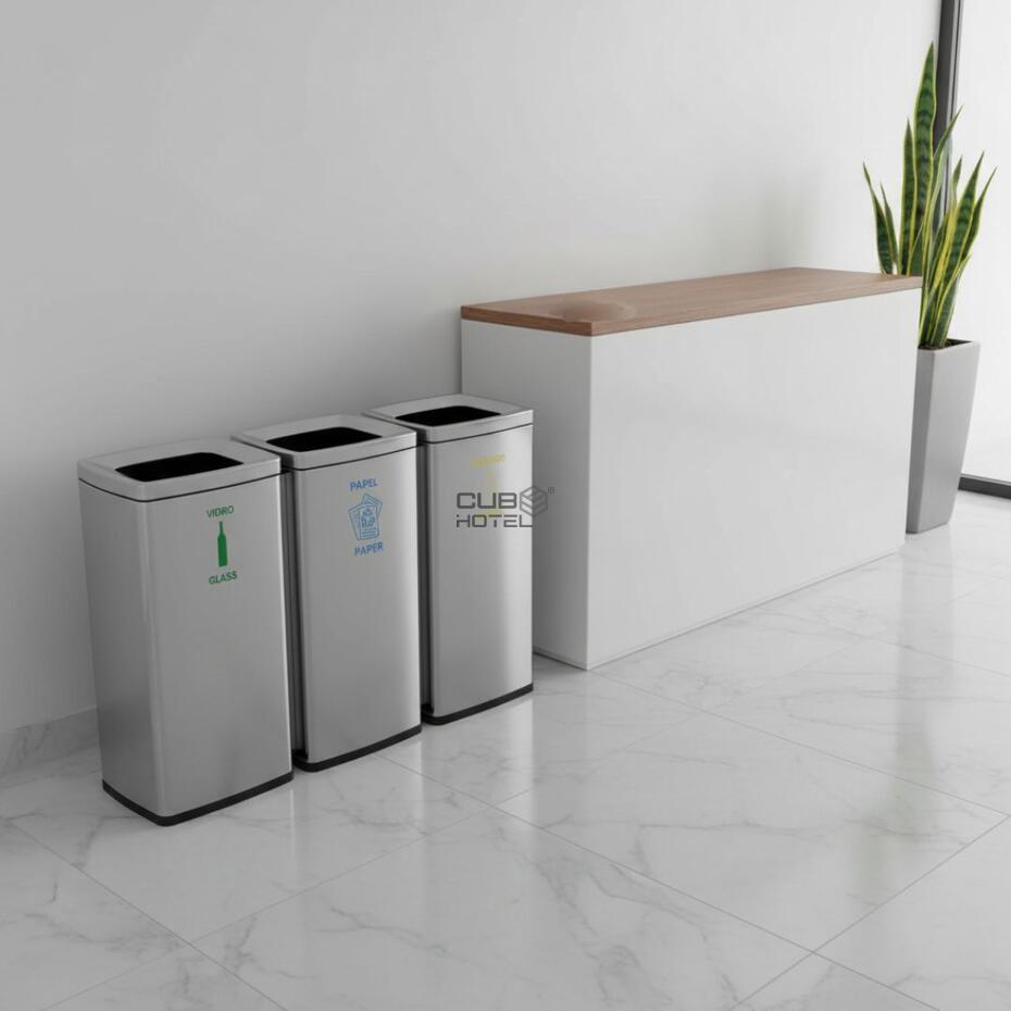 Ecopunto de Acero Inoxidable Anti-Huellas 3x30L