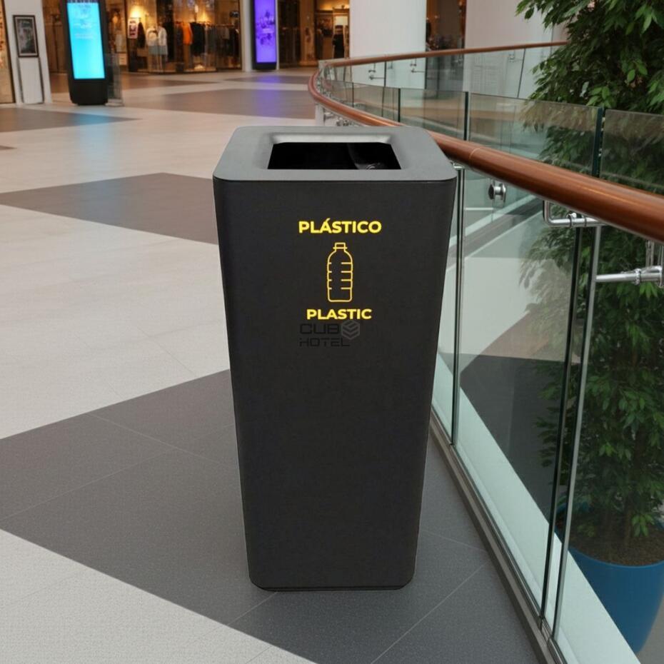 Ecoponto em Aço Pintado Preto Balde Interior Galvanizado