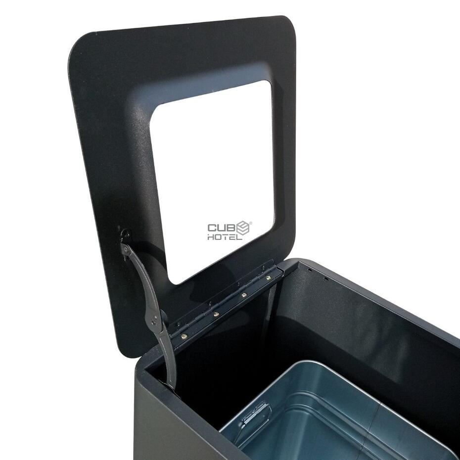 Ecoponto em Aço Pintado Preto Balde Interior Galvanizado