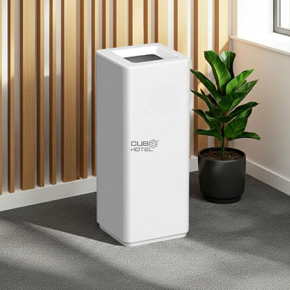 Ecoponto em Aço Pintado Branco Balde Interior Galvanizado 30x30cm