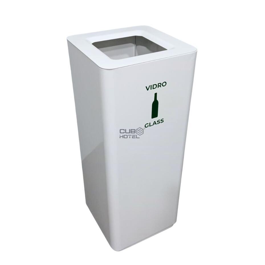 Ecoponto em Aço Pintado Branco Balde Interior Galvanizado 30x30cm