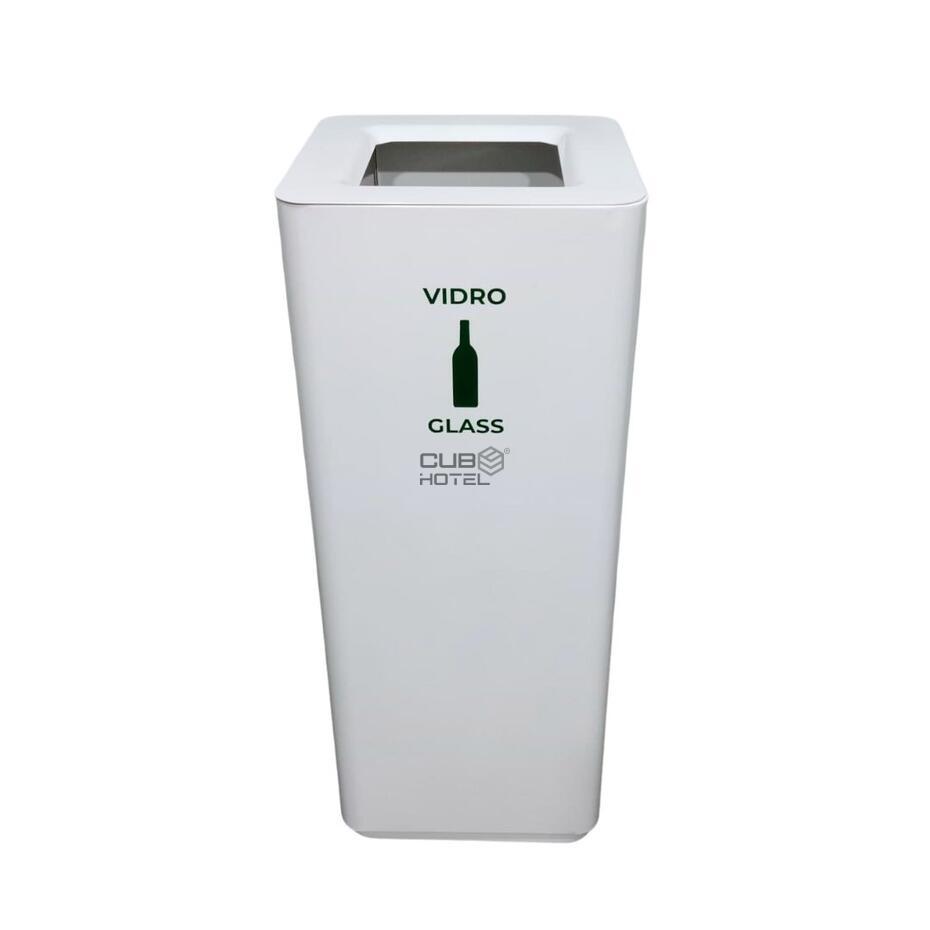 Ecoponto em Aço Pintado Branco Balde Interior Galvanizado 30x30cm