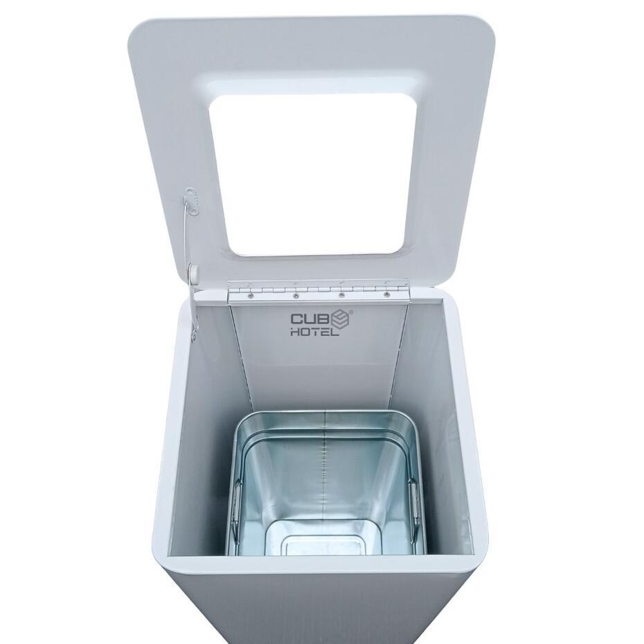 Ecoponto em Aço Pintado Branco Balde Interior Galvanizado 30x30cm