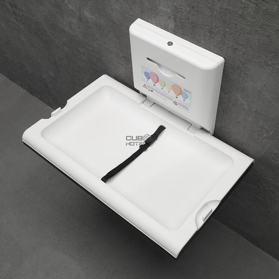 Fraldario Horizontal Polipropileno e Aço Inox Preto Mate com Ionizador - Mediclinics