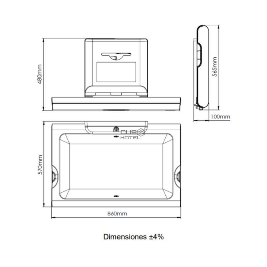 Fráldario Horizontal Polipropileno e Aço Inox Preto Mate - Mediclinics