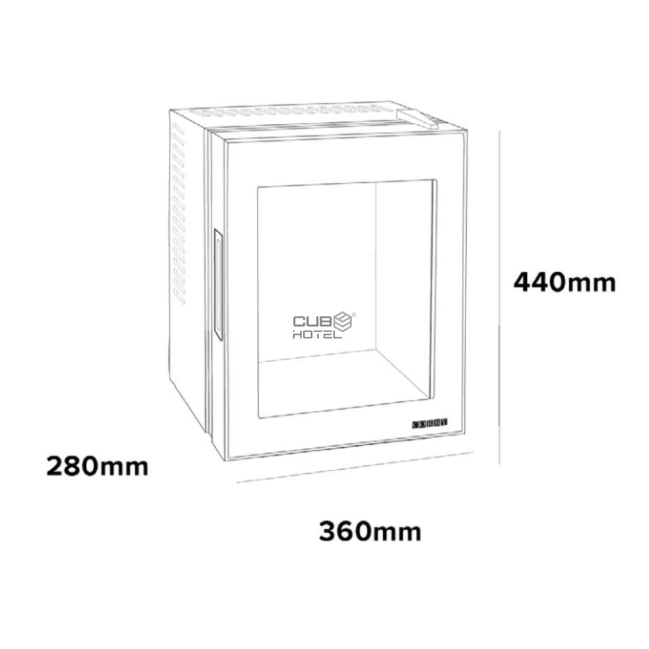 Minibar Porta de Vidro Preto 10L para Hotel Eton-E