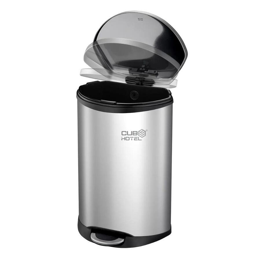 Balde Lixo Inox Escovado 50L Pedal Tampa Soft Close