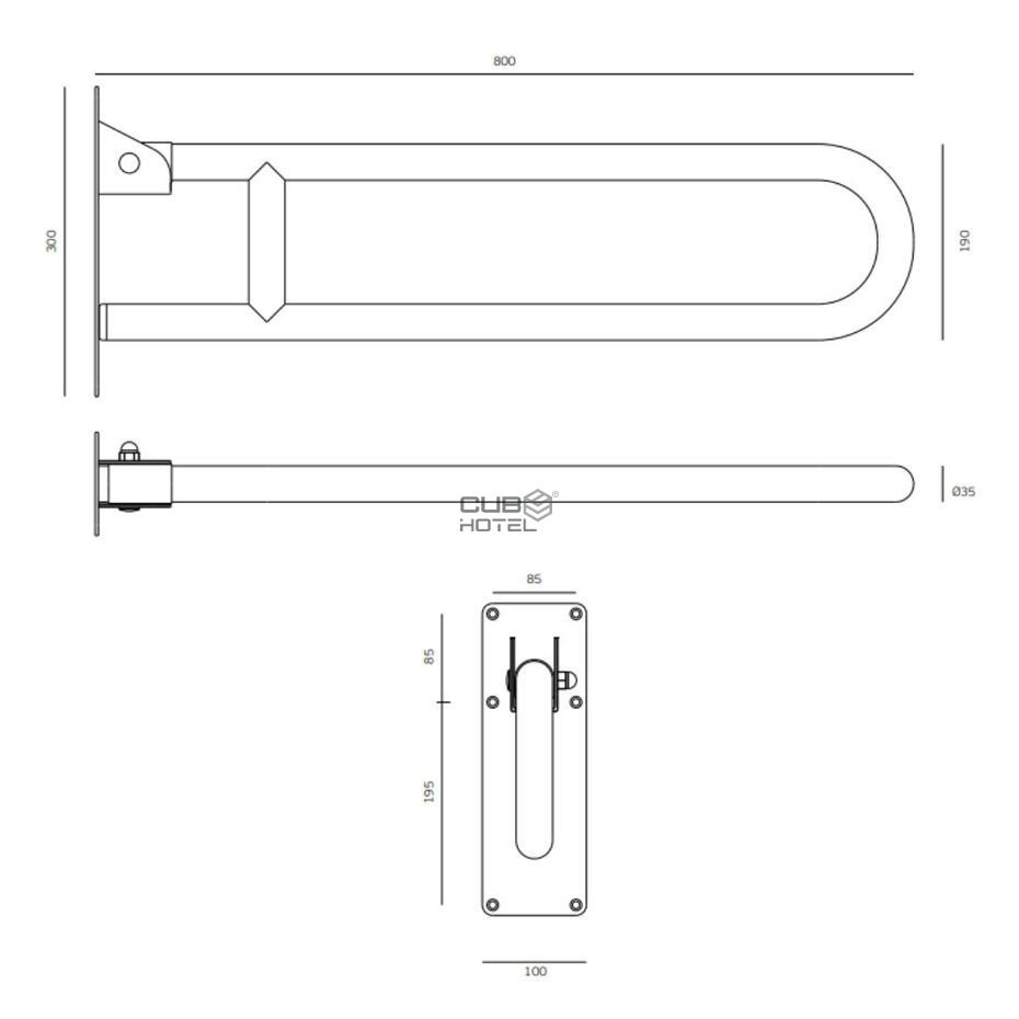 Barra Apoio Rebatível INOX  770Mm