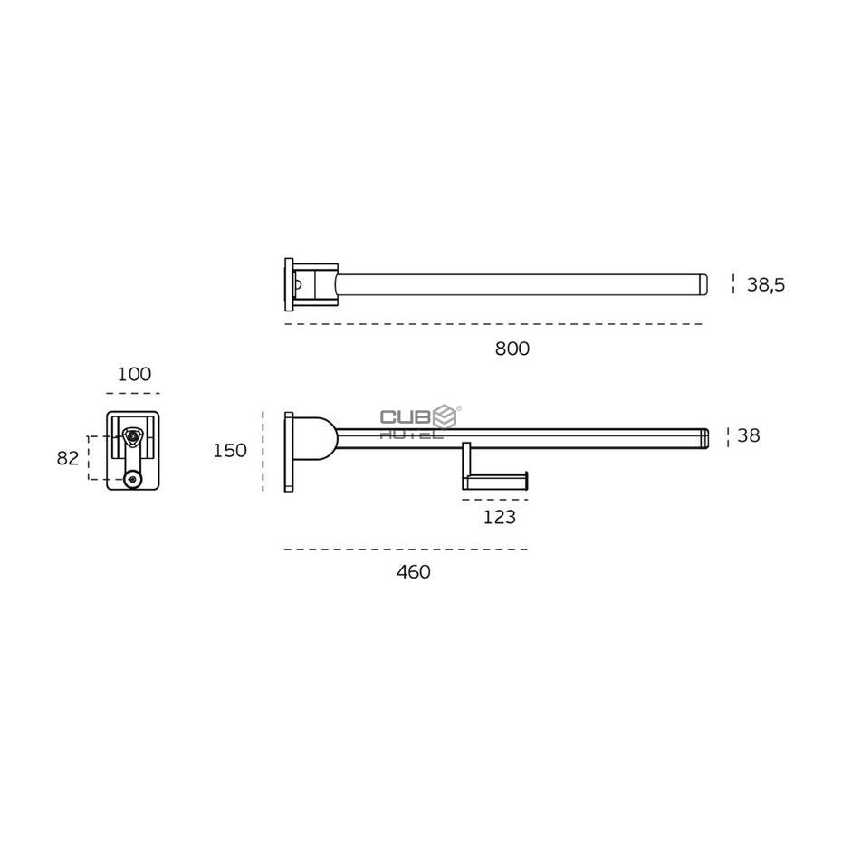 Barra de apoio Rebatível com porta-rolo Antimicrobial
