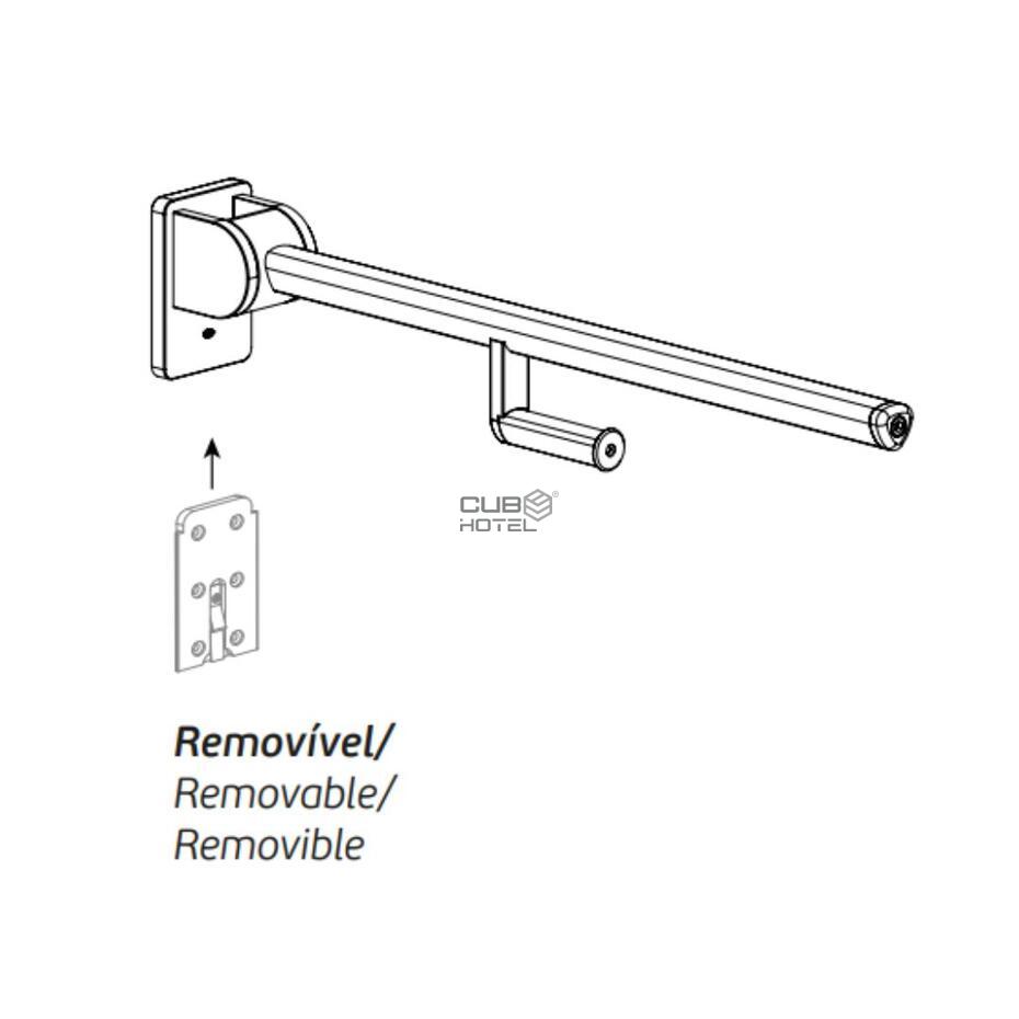 Barra de apoio Rebatível com porta-rolo Antimicrobial