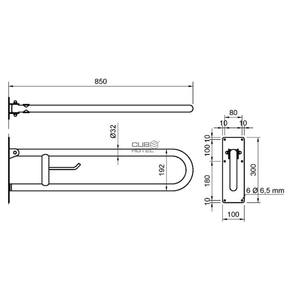 Barra de Apoyo Con Soporte para Papel 85cm