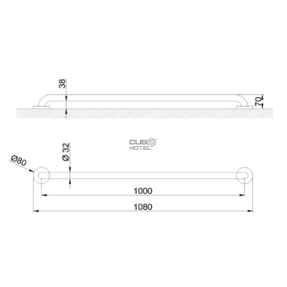 Barra Apoio 100 cm Inox escovado