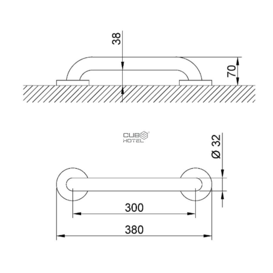 Barra de Apoio Aço Branco 30cm