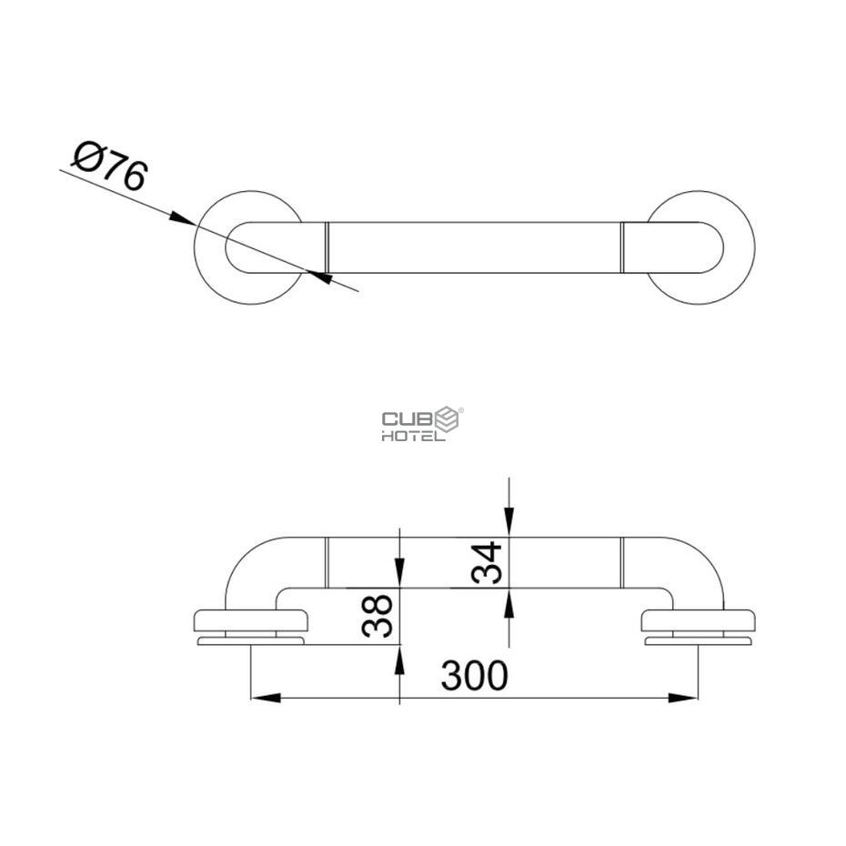 Barra De Apoio Em Aluminio Nylon 30Cm