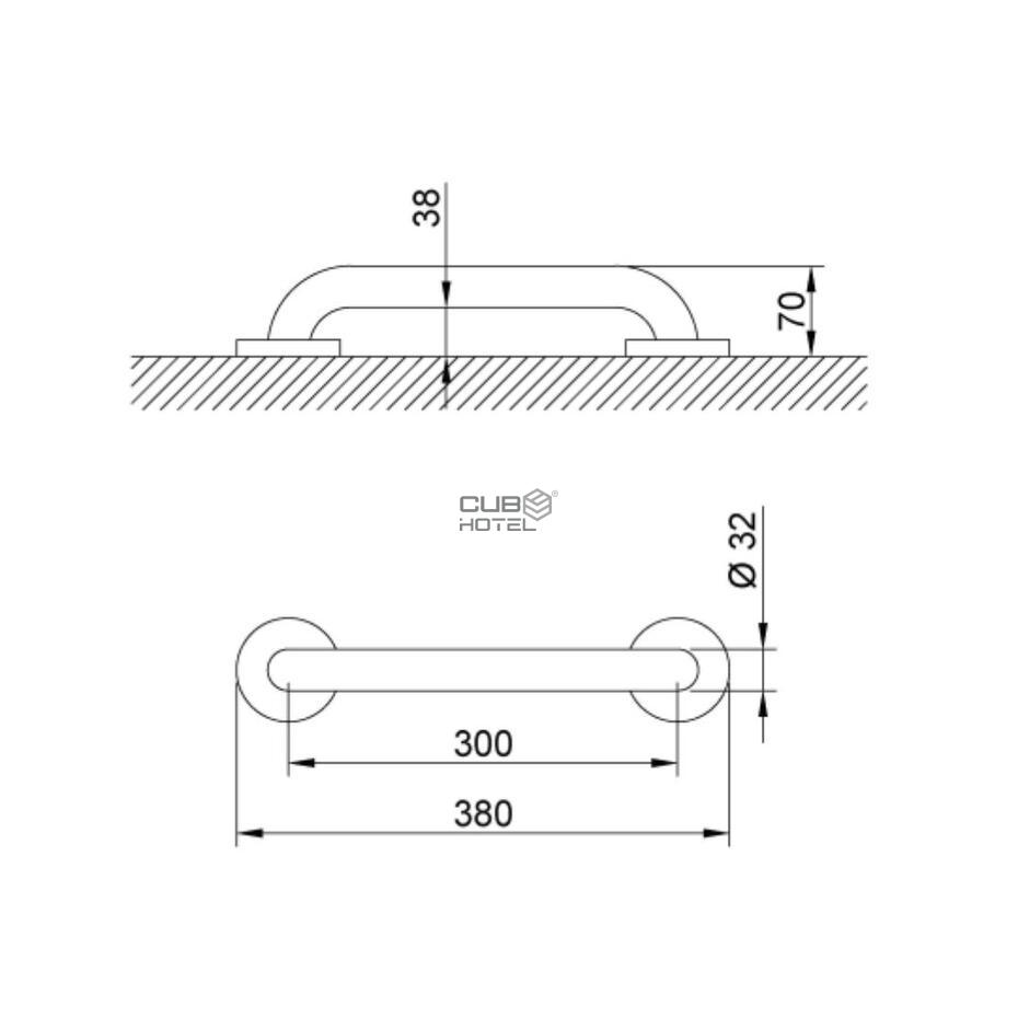 Barra de Apoyo Inox Satinado 30cm