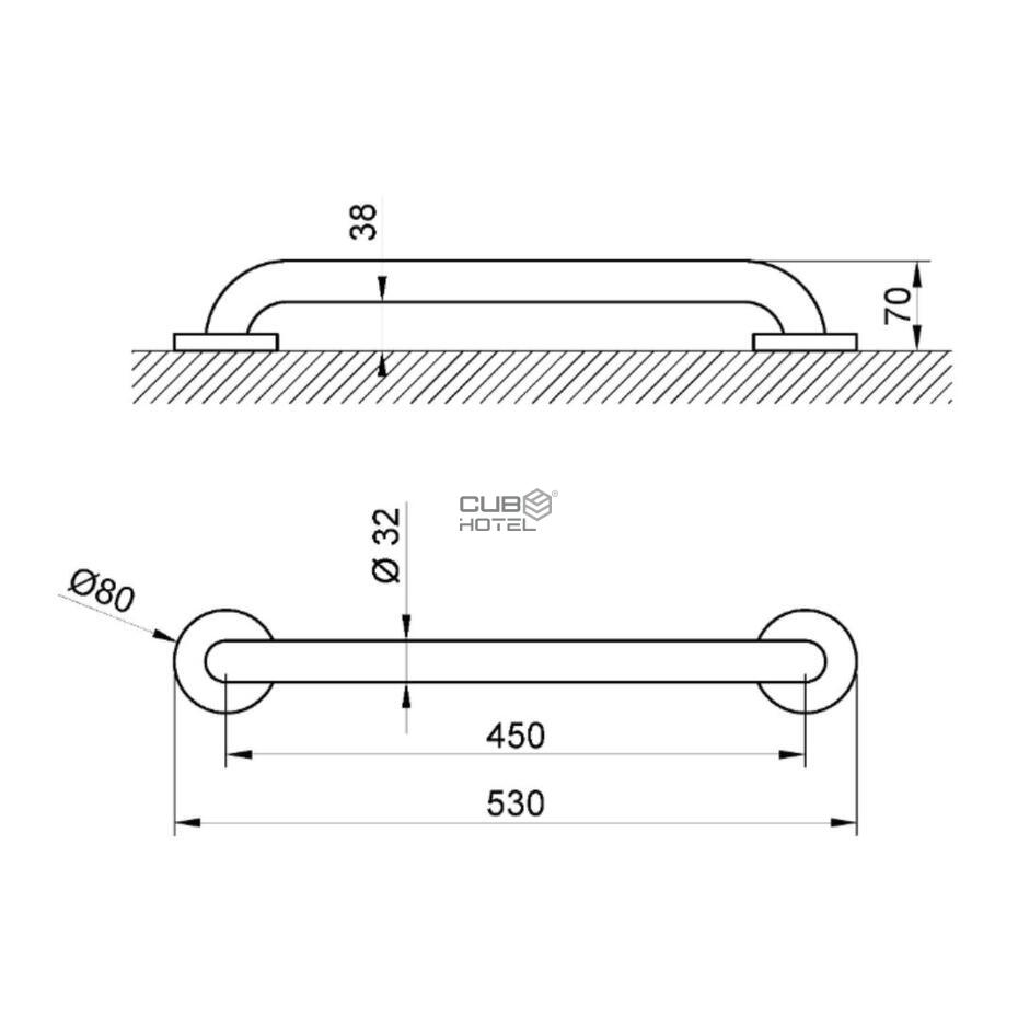 Satin Finished Stainless Steel 450 mm Straight Grab Bar