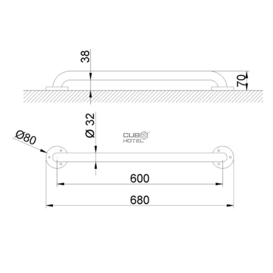 Barra de Apoio Inox Escovado 60cm
