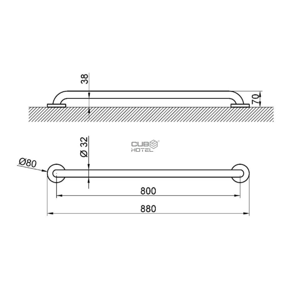 Barra de Apoio Inox 80cm Preto