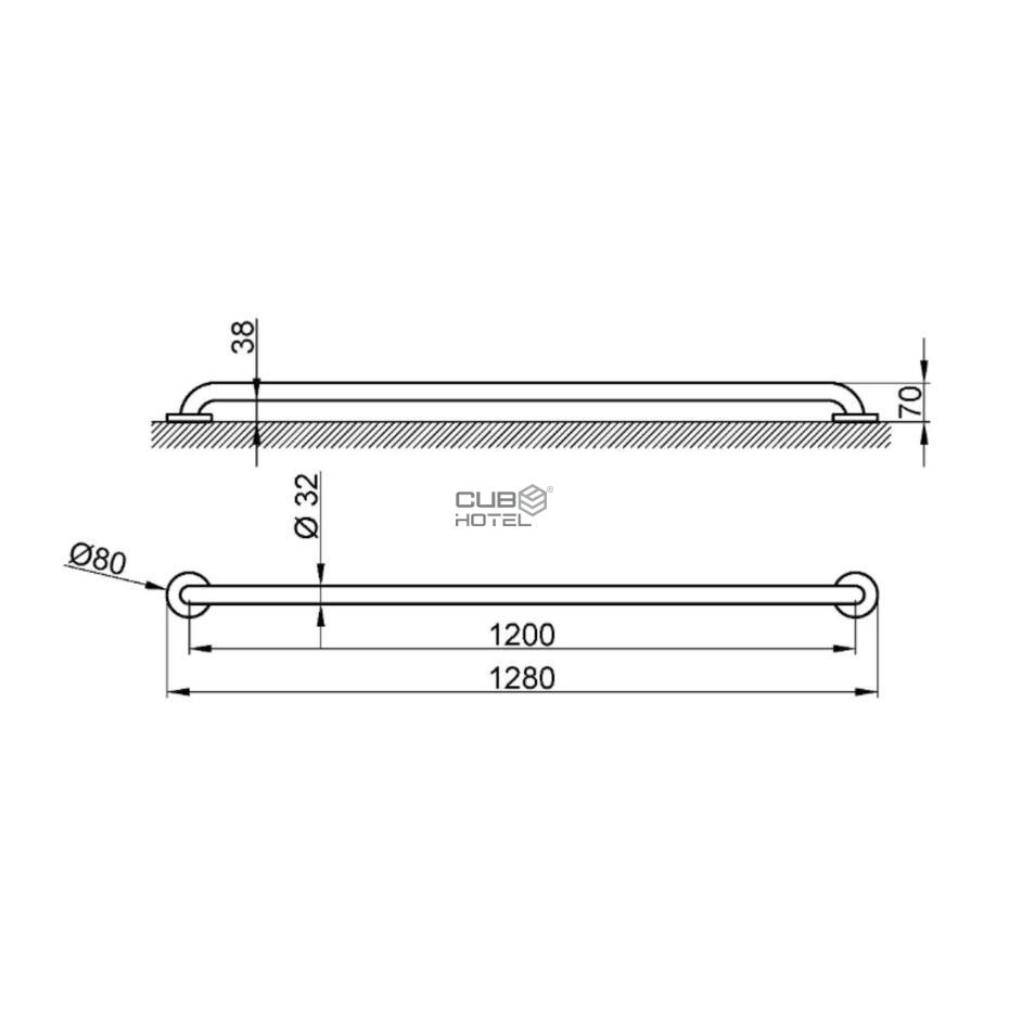 Gloss Stainless Steel Support Bar