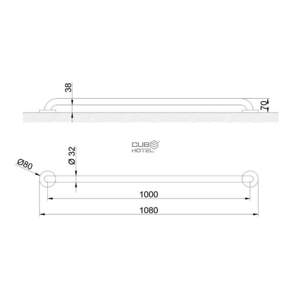 Gloss Stainless Steel Support Bar