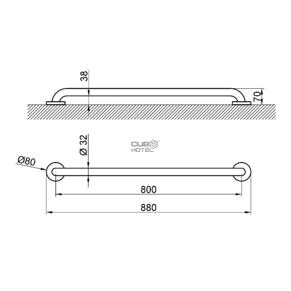 Gloss Stainless Steel Support Bar