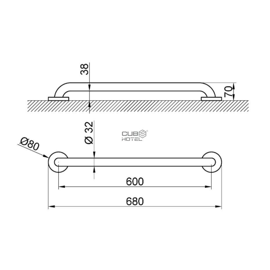 Gloss Stainless Steel Support Bar