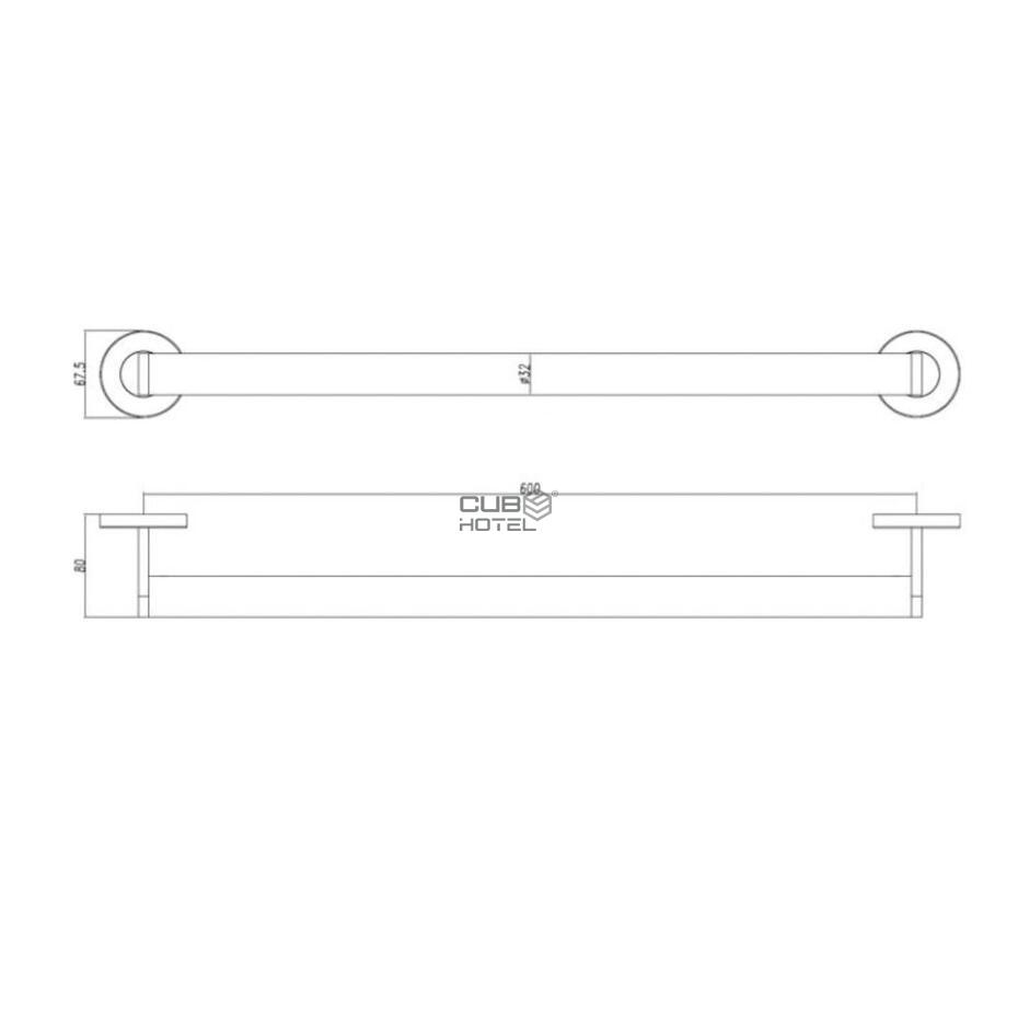 Barra Apoio Reta 60cm Aço Brilho