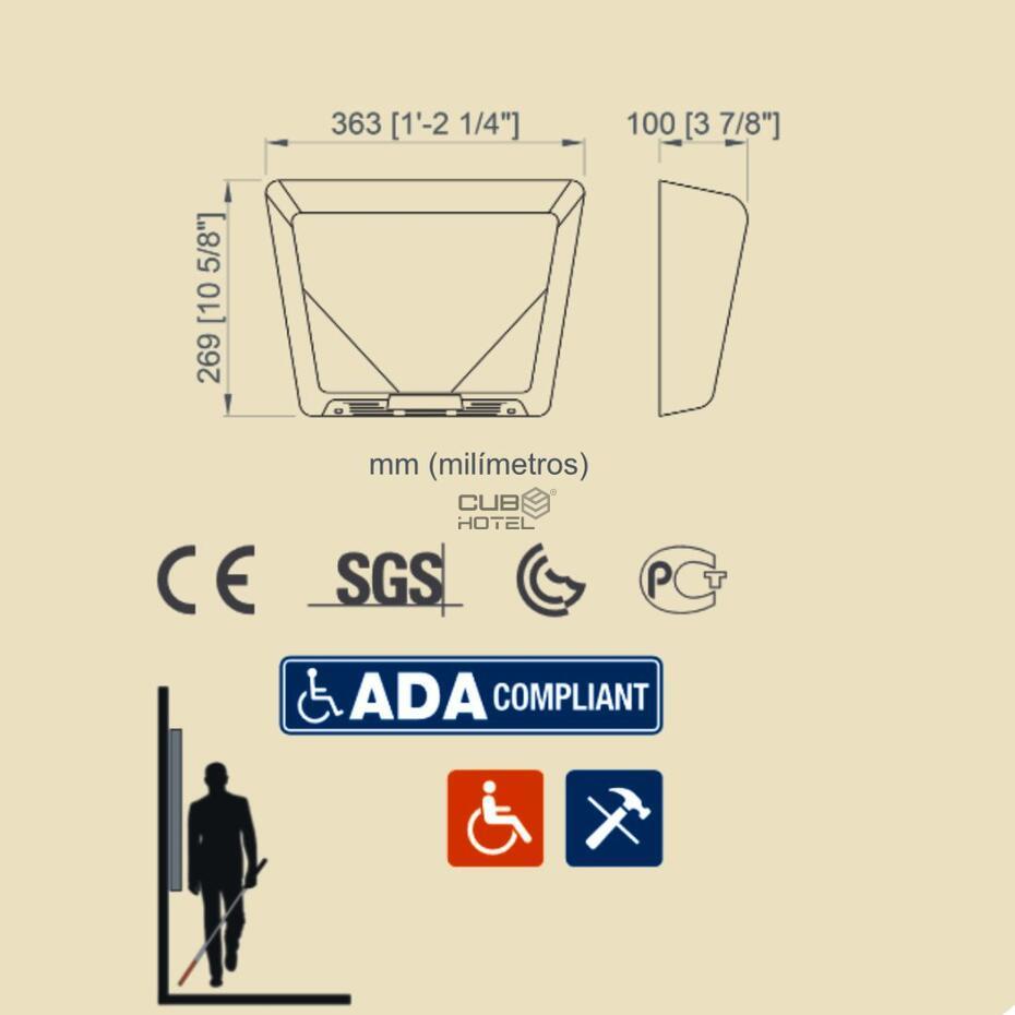 Secador Mãos Thin Espessura 10cm Inox Escovado