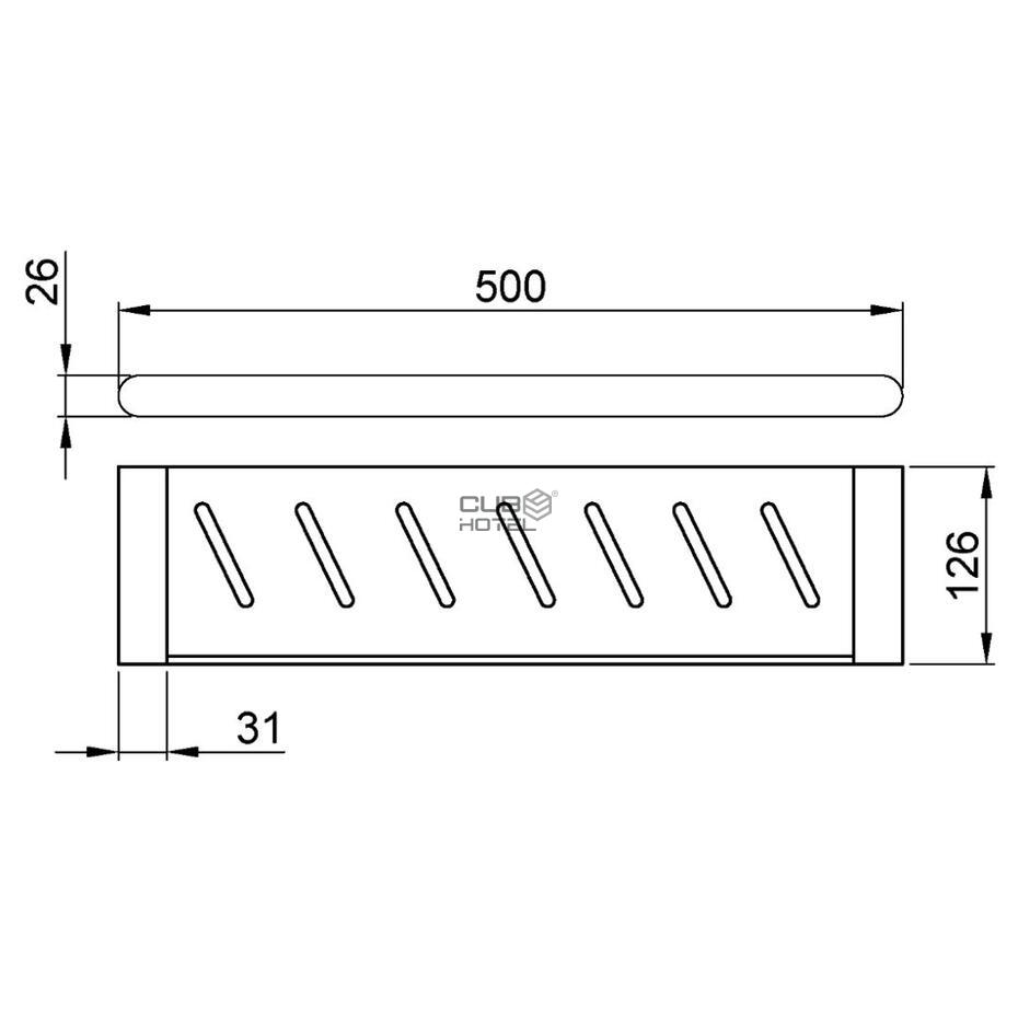 Shelf for wall mounting in golden aluminum, Capri series