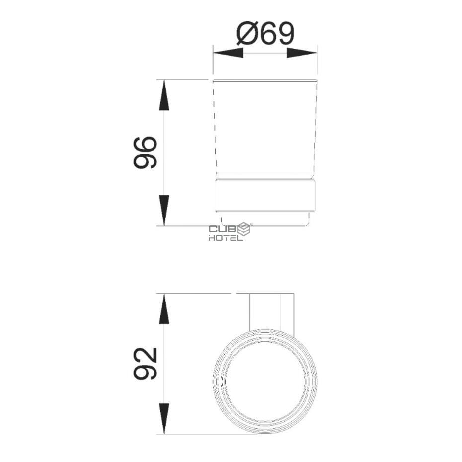 Copo Vidro com suporte parede Latão Cromado Serie SANTORINI