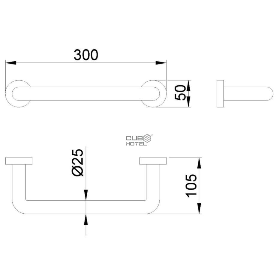300 Mm Chromed Brass Straight Bar
