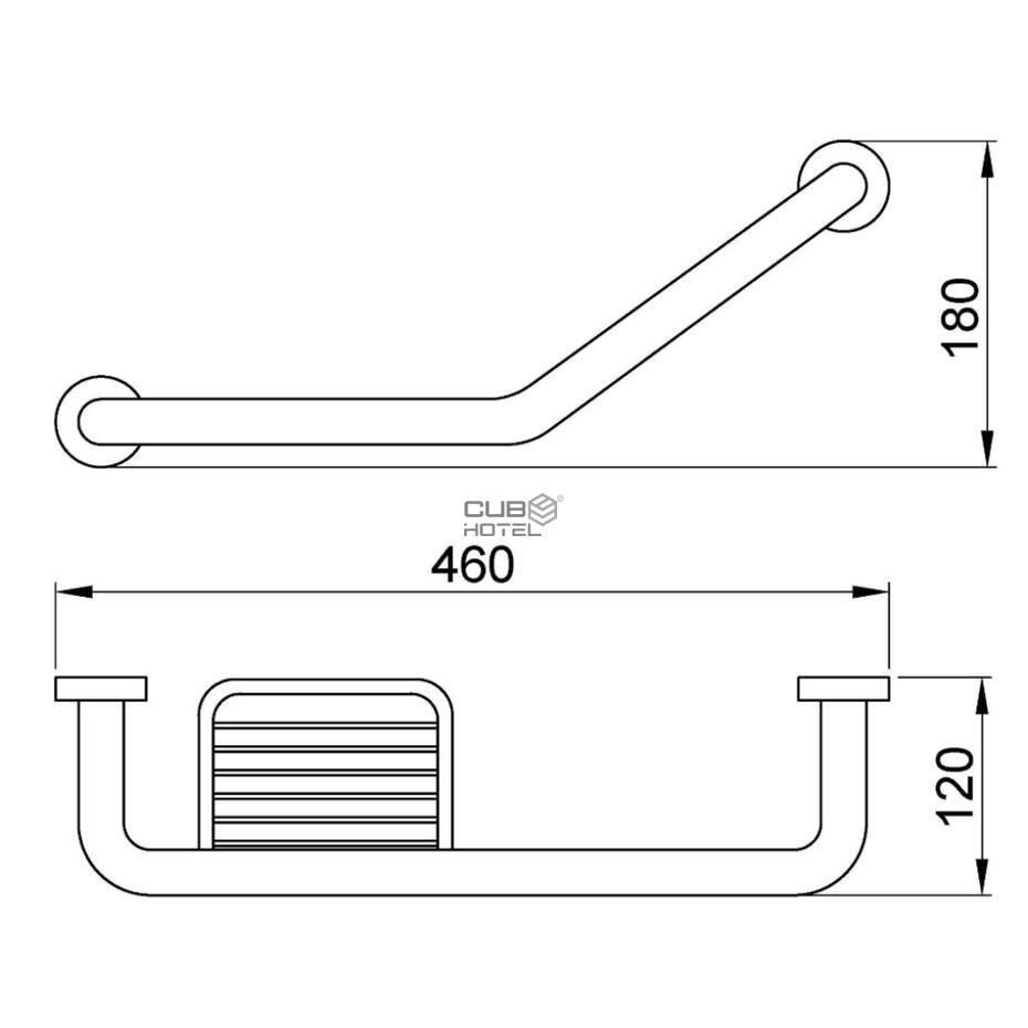 Barra De Apoio Angular Com Saboneteira 400 Mm