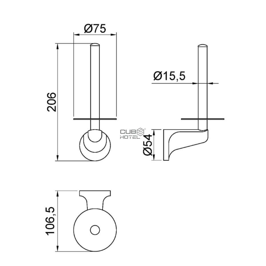 Porta-rolos reserva em Zamac Brilho - série hotel