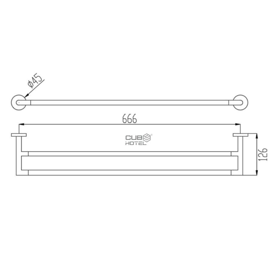 600 Mm Polish Finished Zamac Double Towel Rail