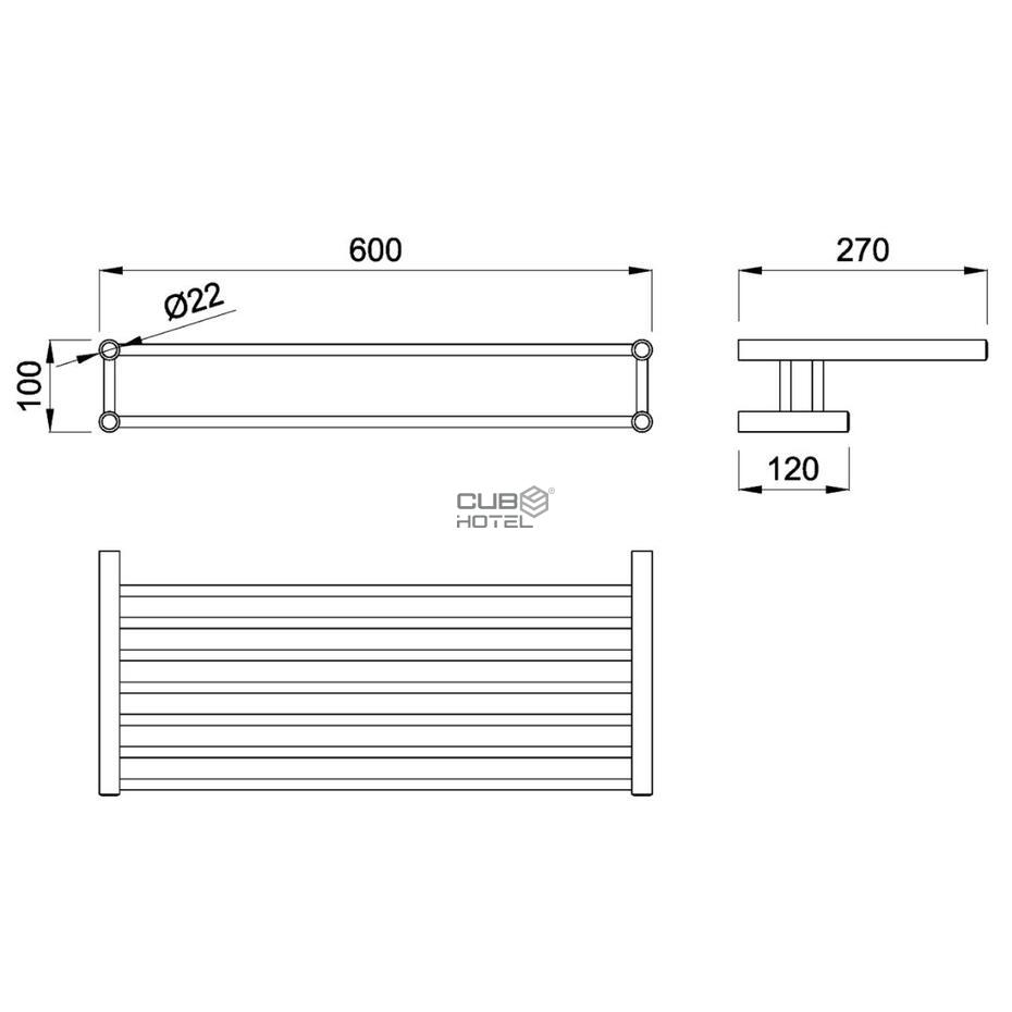 Prateleira Com Toalheiro Inox Escovado 600 mm Hotel