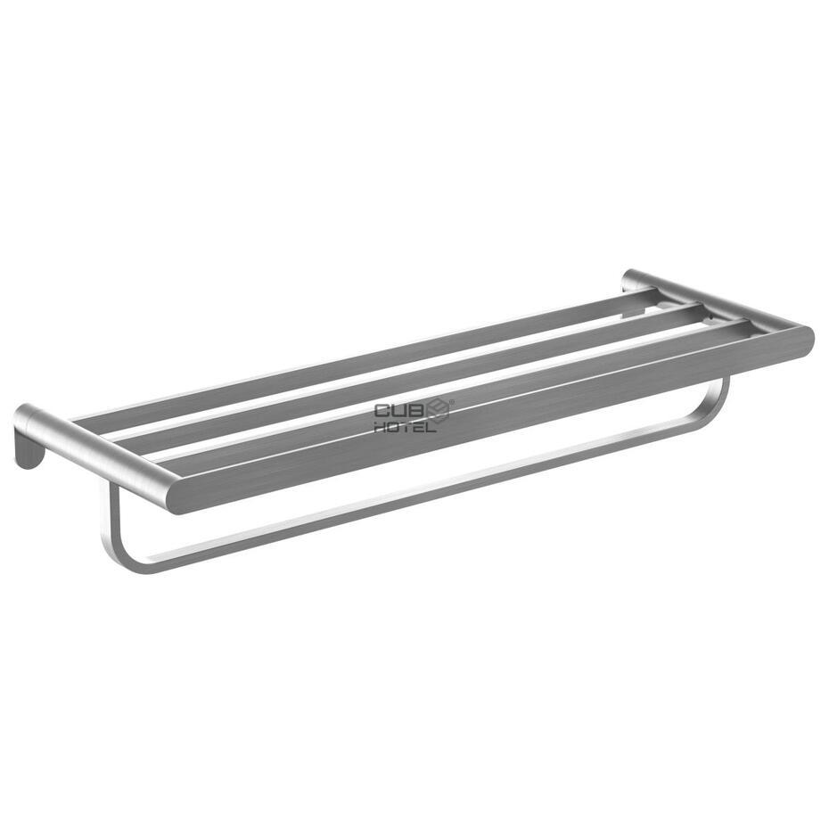 Shelf with Towel Rack in Brushed AISI 304 Stainless Steel 600mm