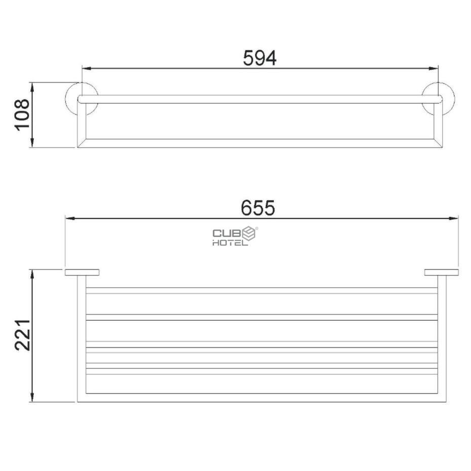Prateleira Com Toalheiro Inox Escovado 655 mm