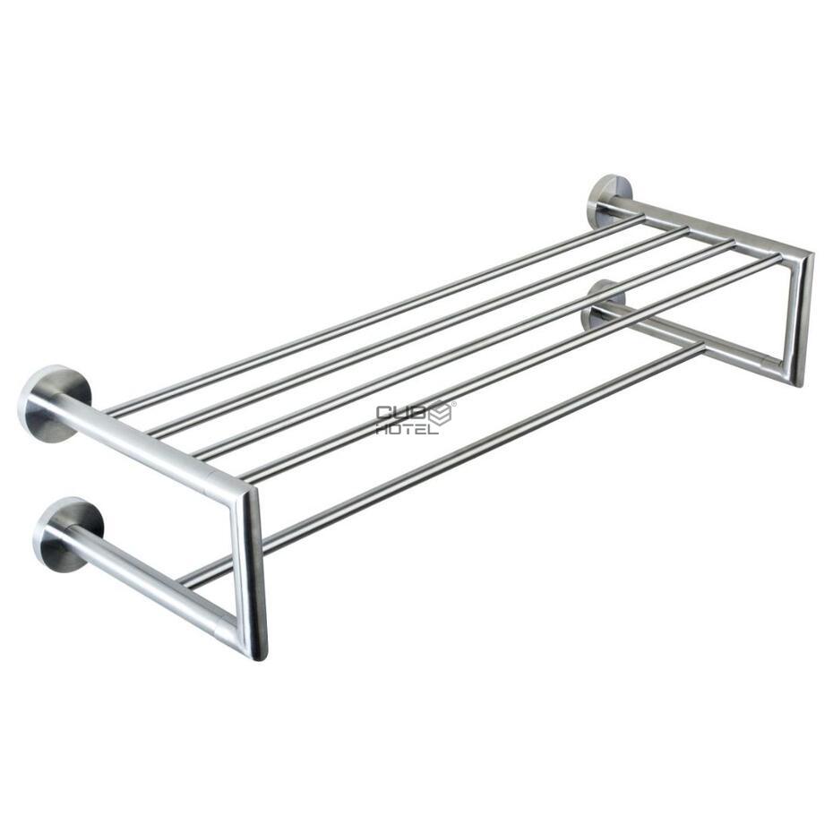 Prateleira Toalheiro Parede Hotel Inox Escovado
