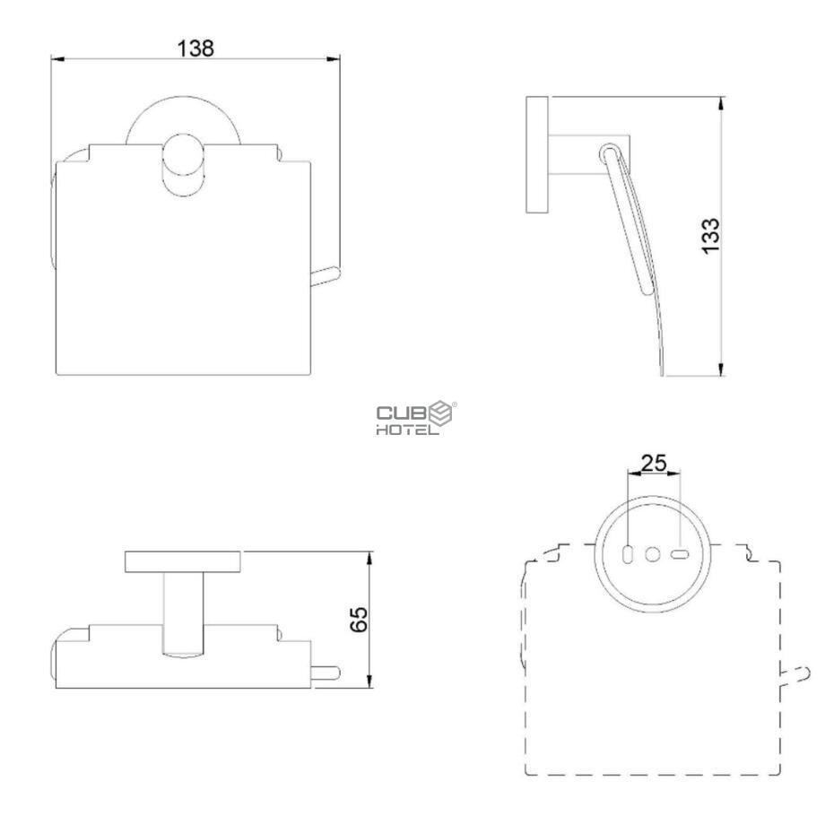 Porta Rolos  Com Tampa Inox Brilho