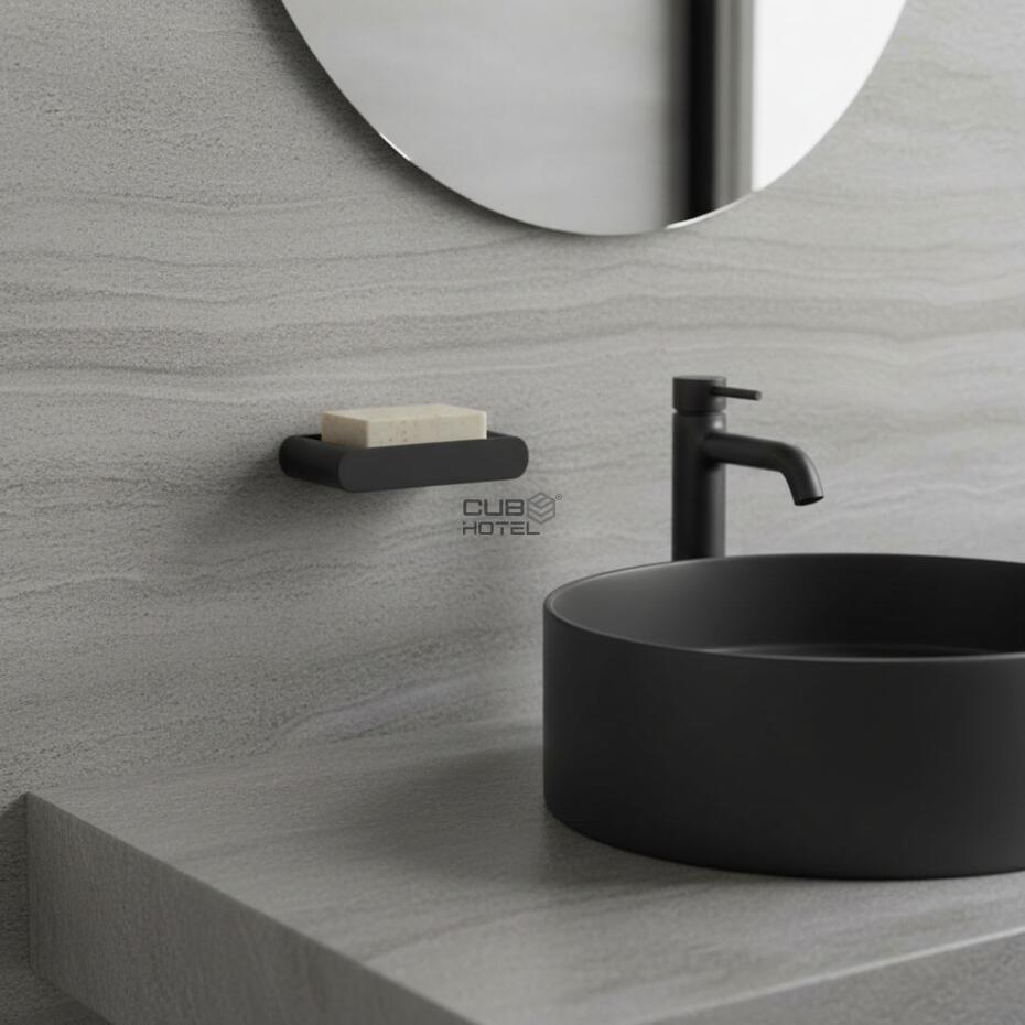 Jabonera Negra Acero Inox VERONA