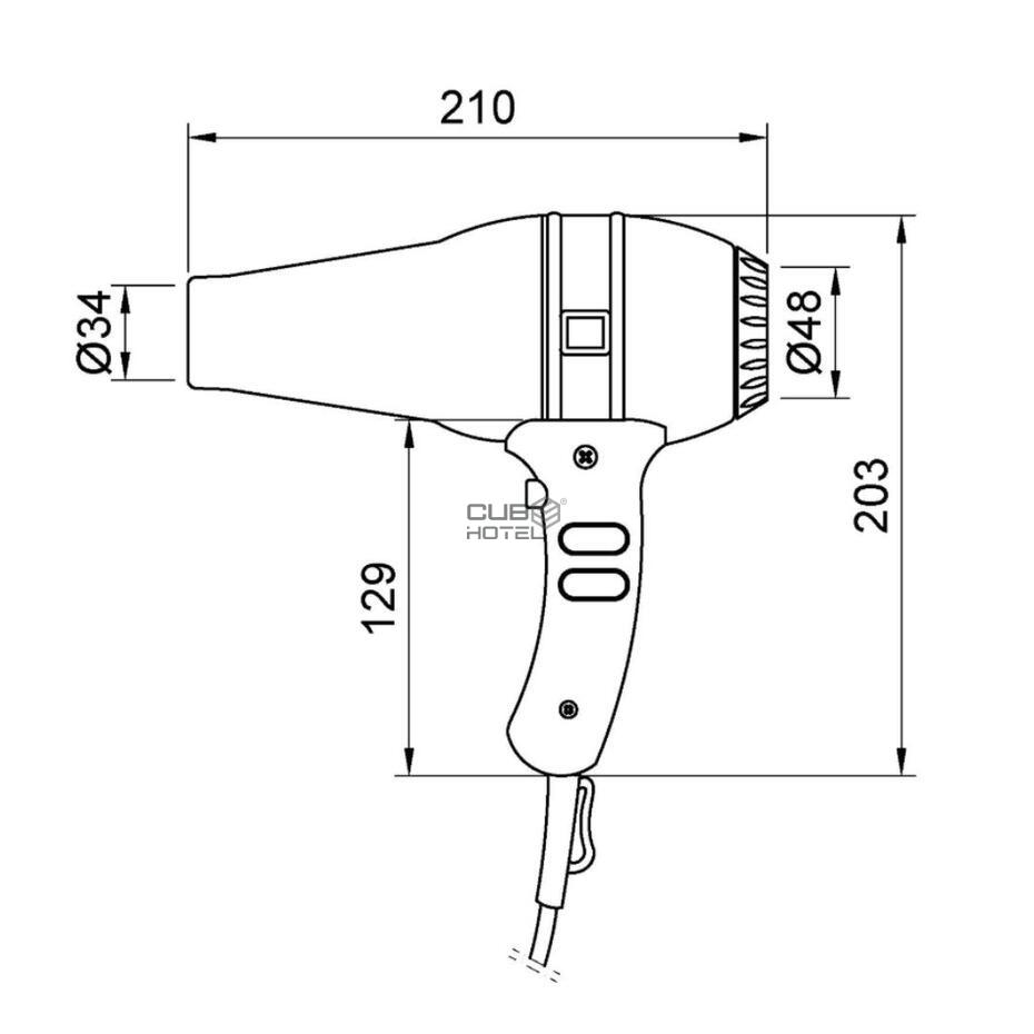 Secador de Cabelo Cromado Hotel 1800W