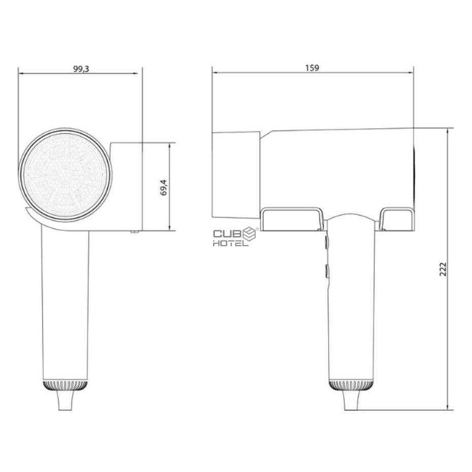 Secador de Pelo de Pared 1600W ABS